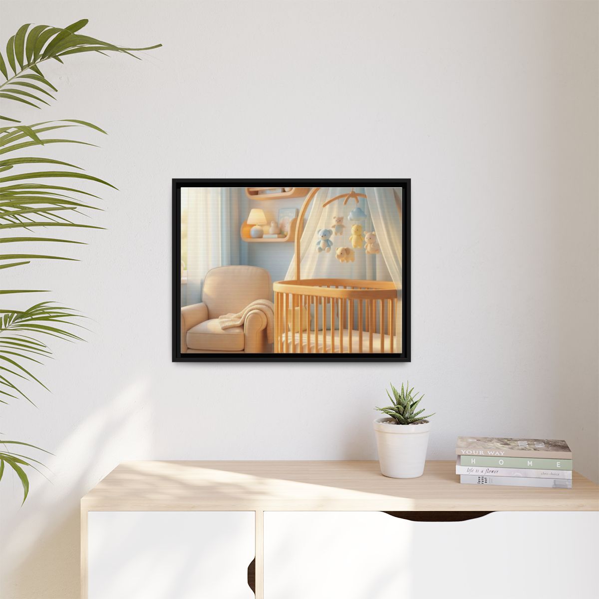Matte Canvas, Framed - Dreamy Serene Nursery Art — Black /...