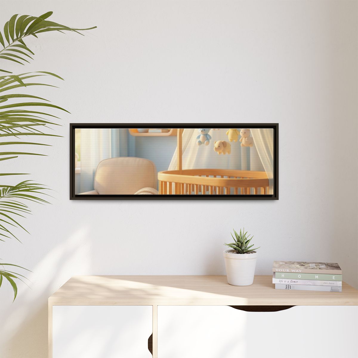 Matte Canvas, Framed - Dreamy Serene Nursery Art — Espresso...