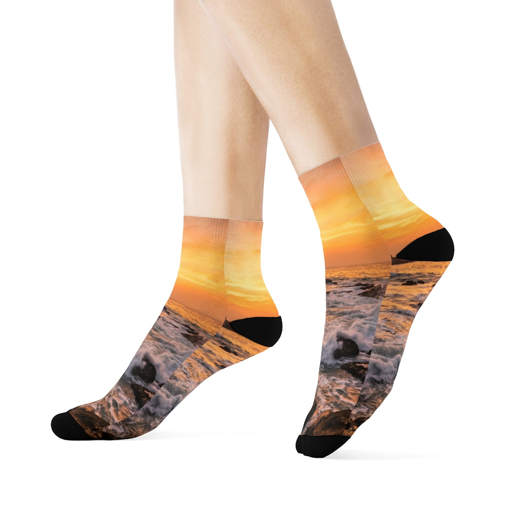 Crew Socks - Sunrise Wave Design
