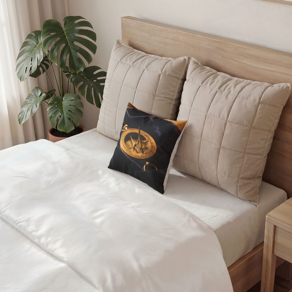 Sundial Compass Poly Velvet Pillow