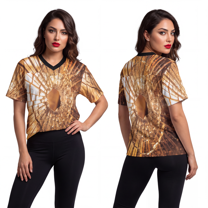 Unisex Football Jersey - Golden Fracture Cinematic Glass Art