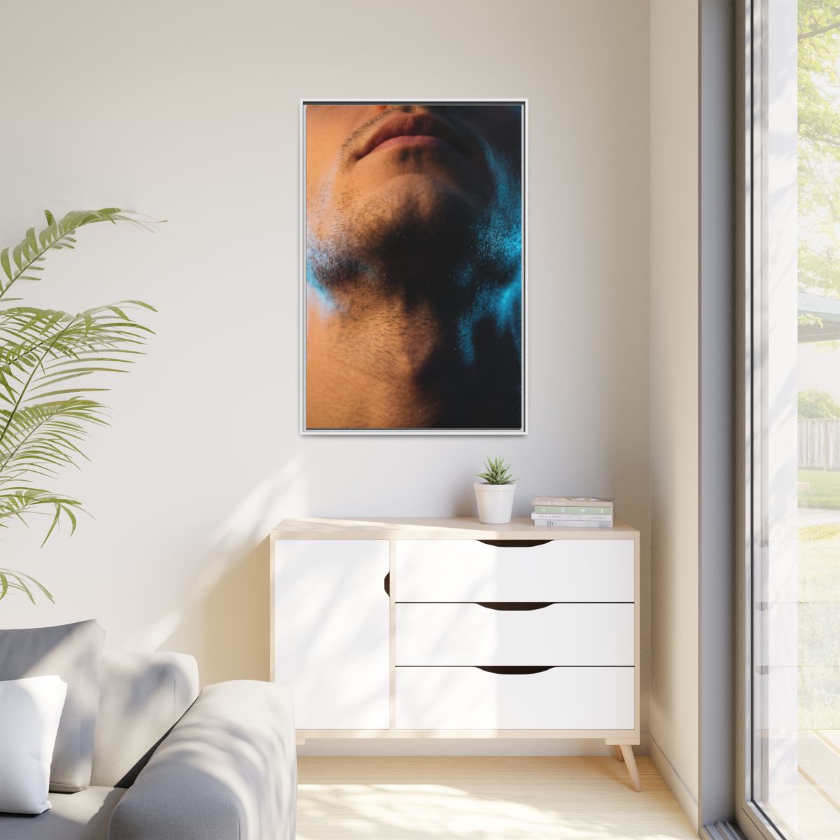 Matte Canvas, Framed - Neon Shadows Cinematic Portrait Art...