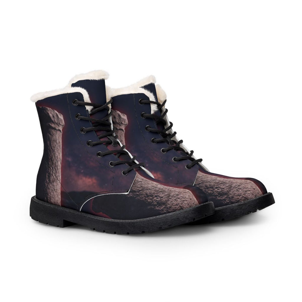 Men's Fur & Leather Boots with Cosmic Pillar