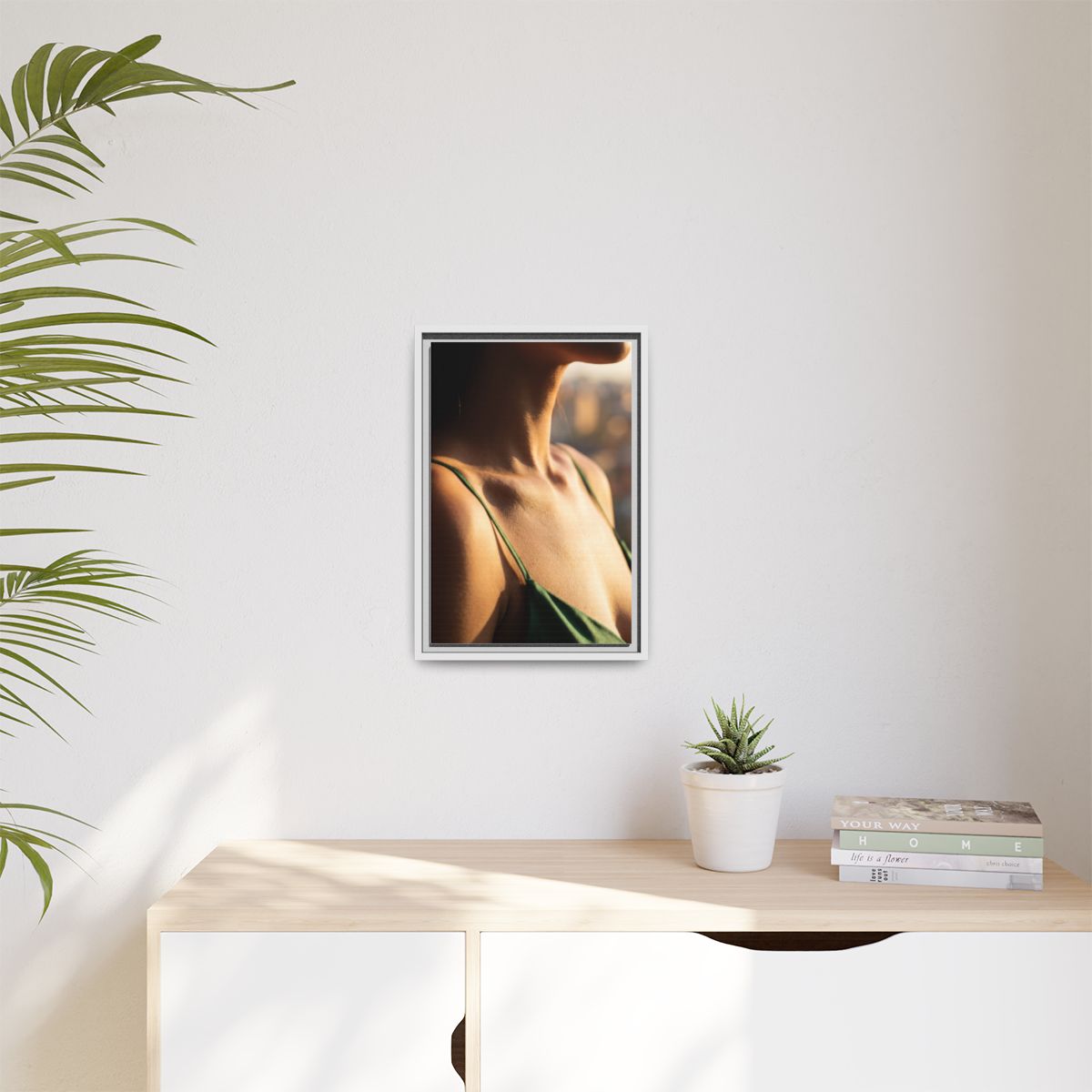Golden Hour Matte Canvas - Framed Sunset Wall Art — White /...
