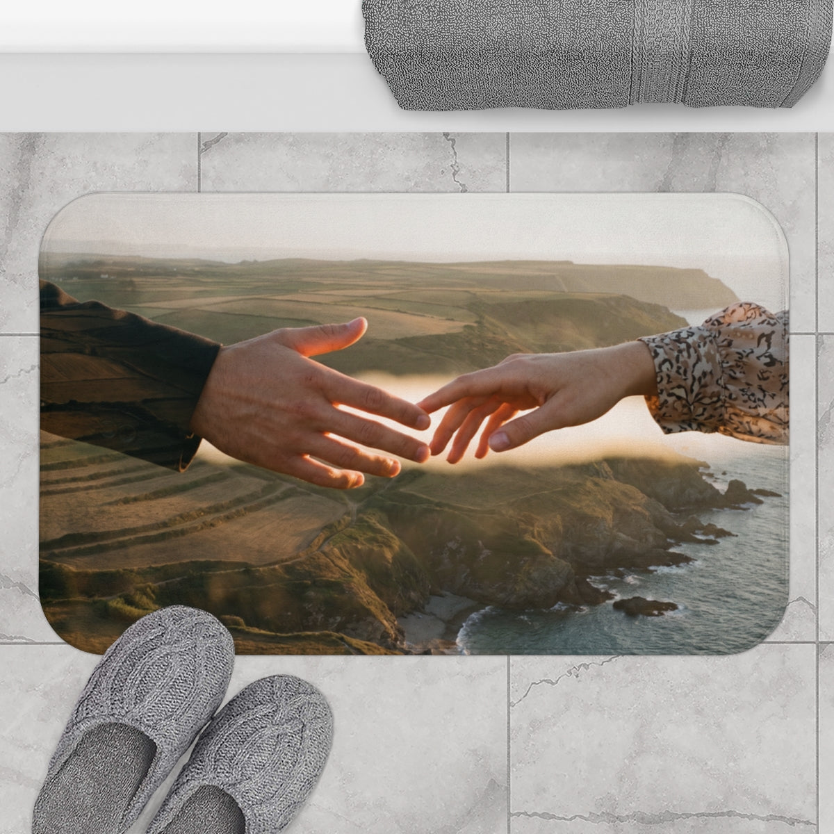 Bath Mat - The Infinite Touch | Ethereal Coastal Art |...