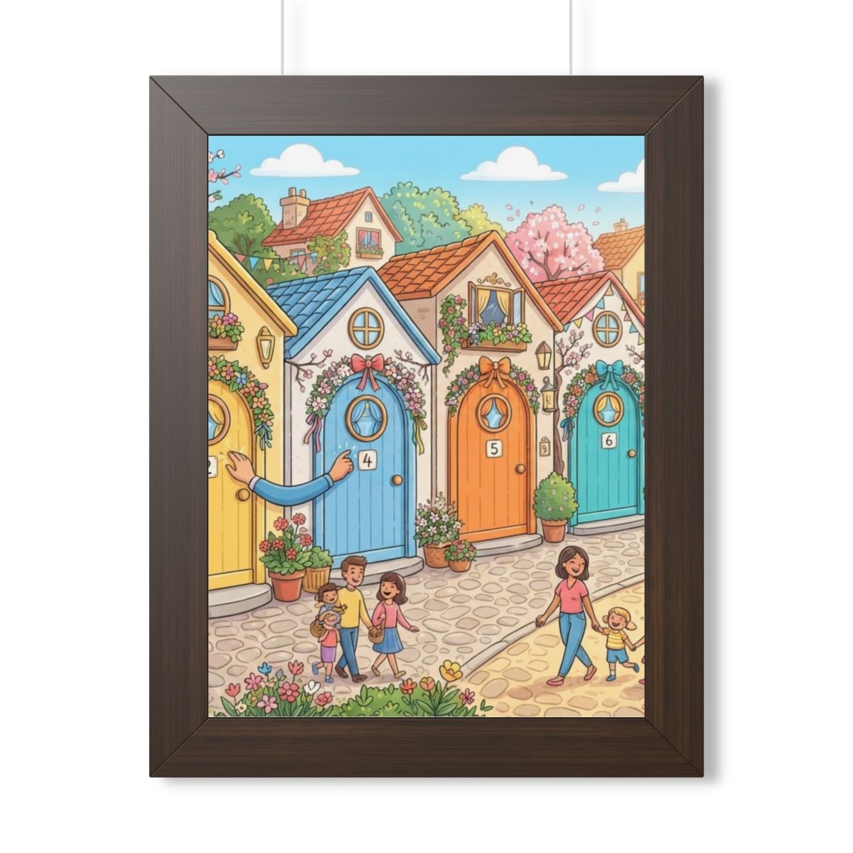Framed Vertical Poster - Storybook Lane Gateway — Walnut......