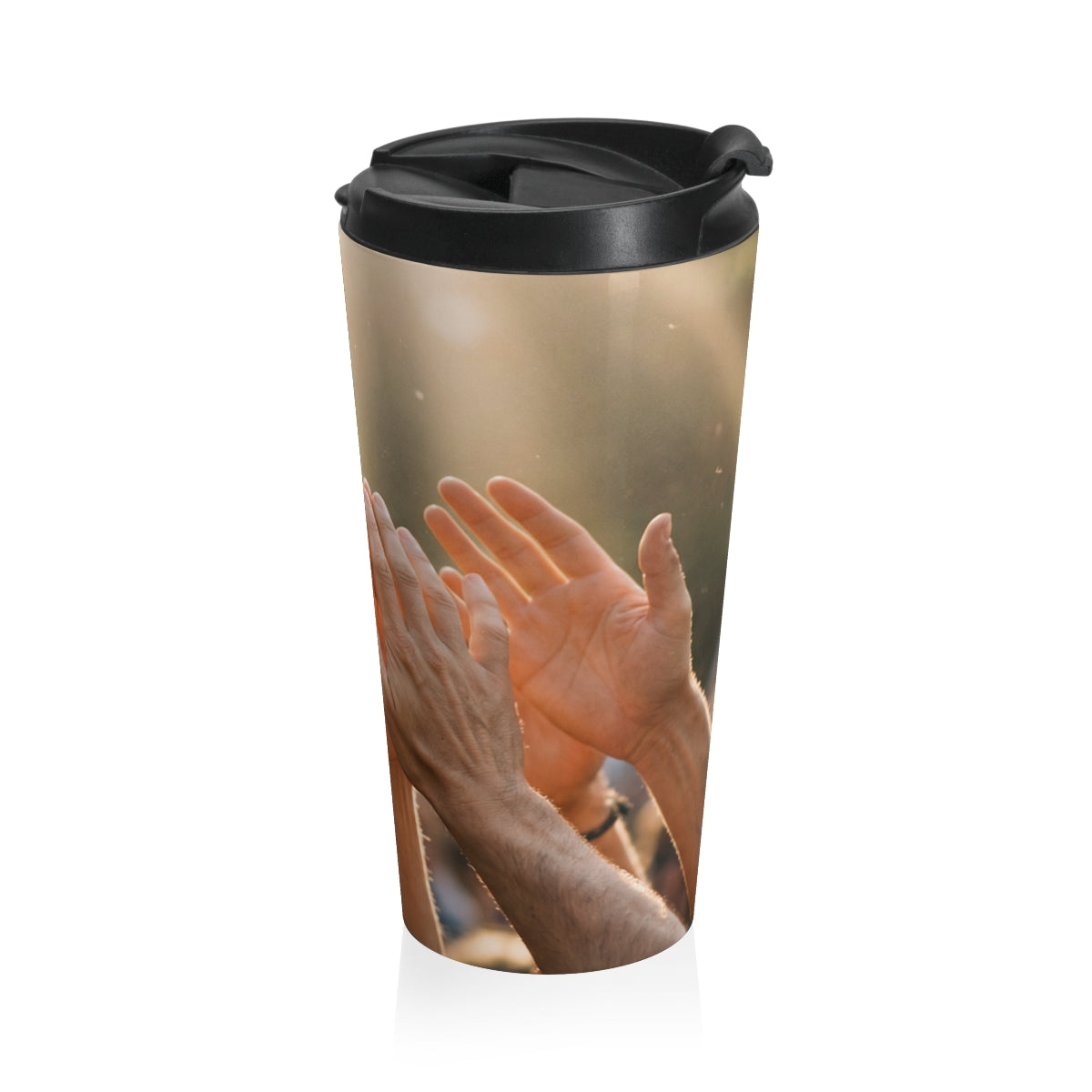Stainless Steel Travel Mug - Golden Rays of Unity Wall Art |...