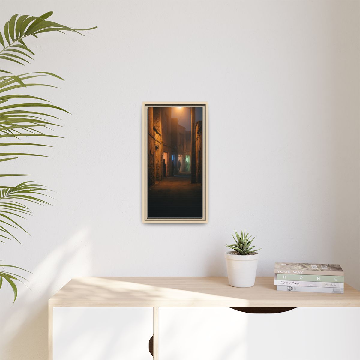 Matte Canvas, Framed - Shadowed Alleyway Mystery Art Print...