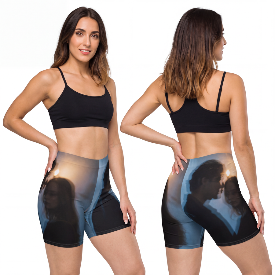 Women's Biker Shorts - Midnight Reflections - Moody Gym Wear