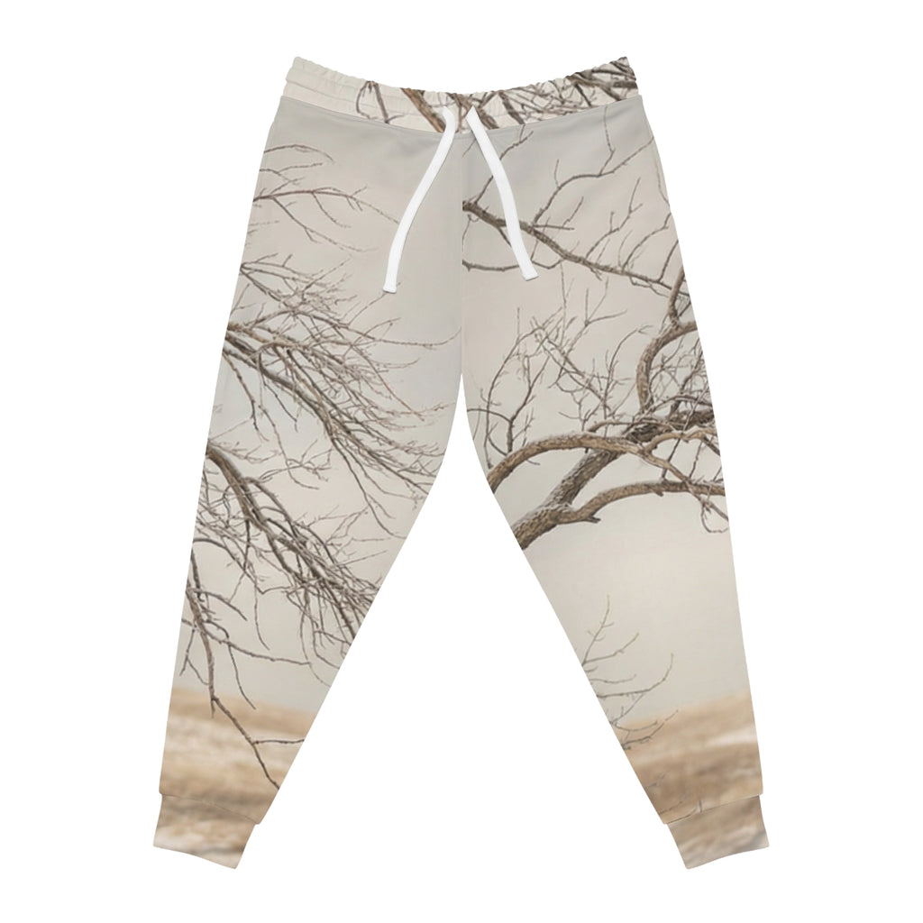 Men's Athletic Joggers - Silent Branches Winter Landscape......