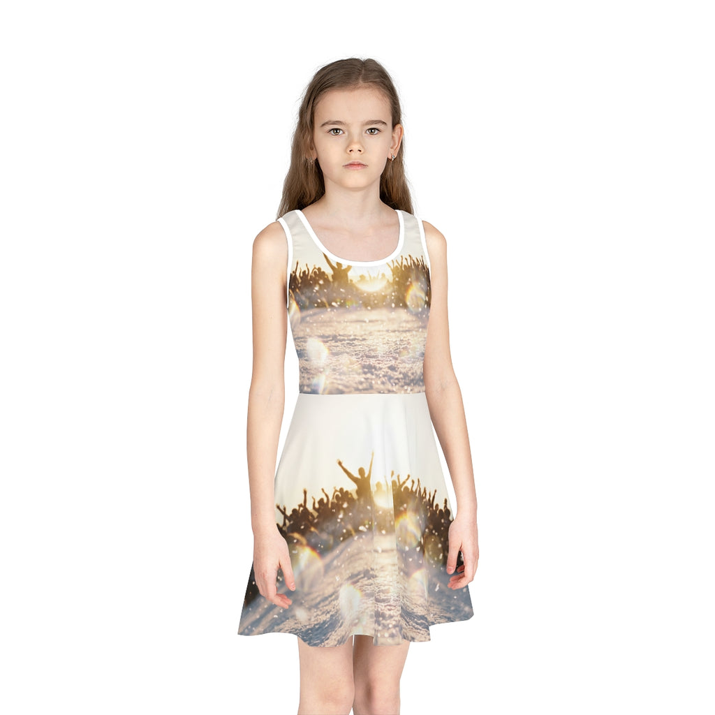 Girls' Sundress with Golden Hour Crowd Art