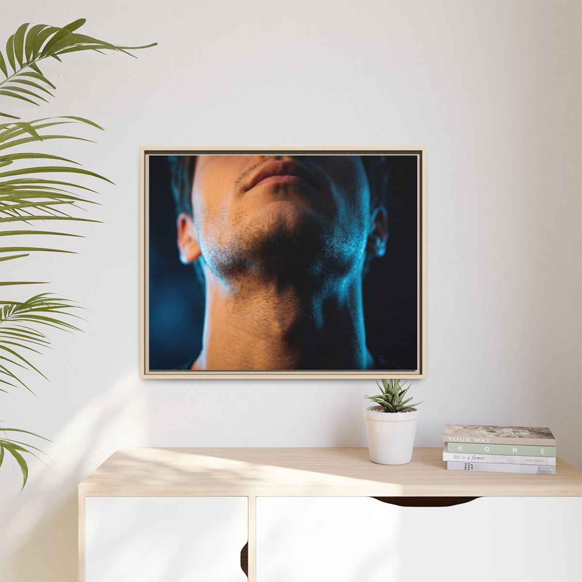 Matte Canvas, Framed - Neon Shadows Cinematic Portrait Art...