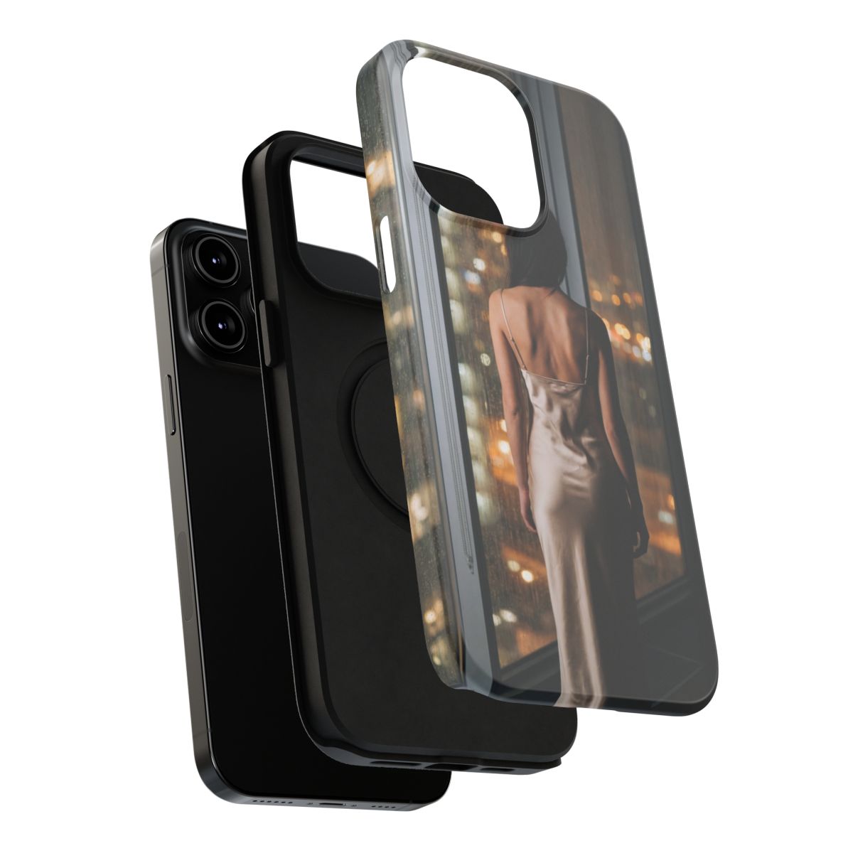 Impact-Resistant Apple iPhone Cases - Rainy City Lights Silk Gown | iPhone 17 Pro Max, 17 Pro, 17 Air & More