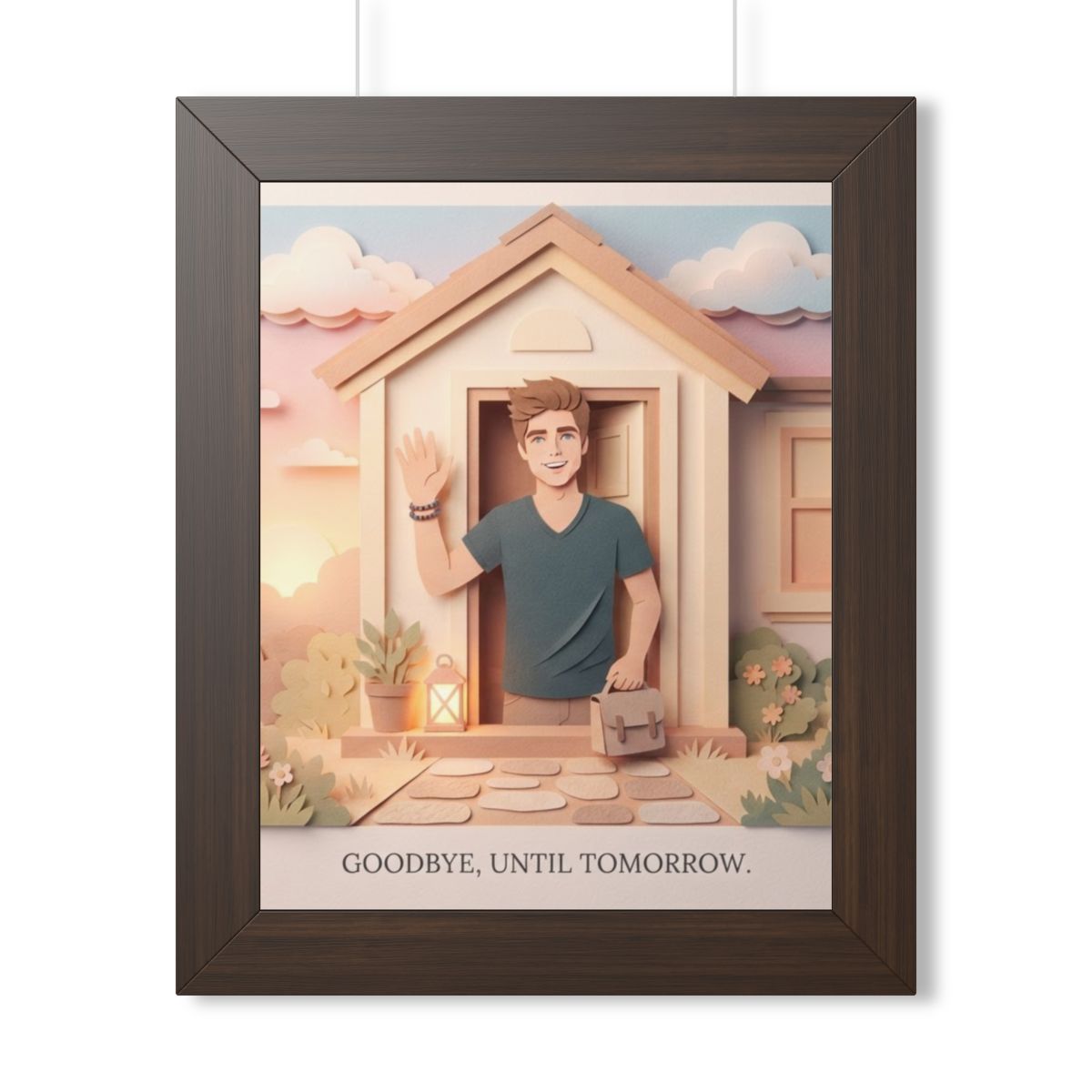 Framed Vertical Poster - Safe Journey Paper Cut Home Art —...