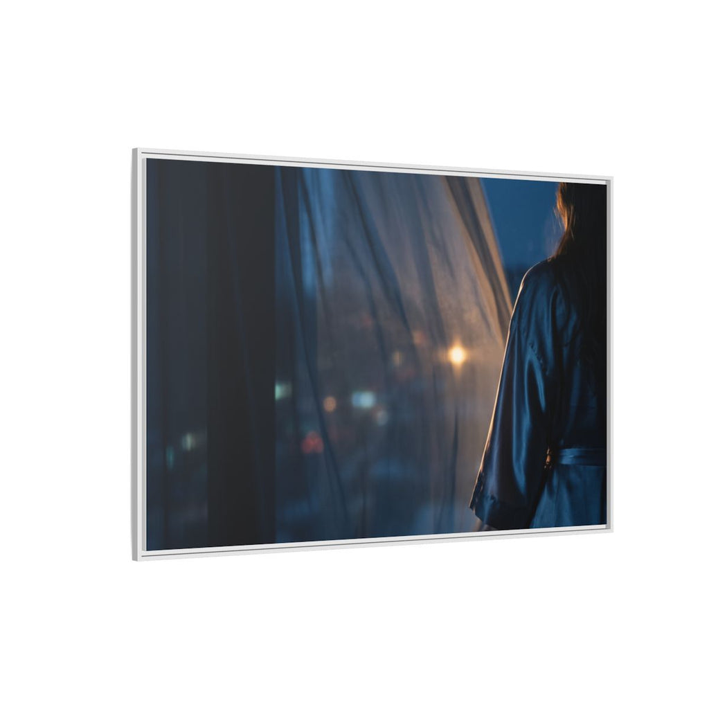 Matte Canvas, Framed - Nocturnal Solitude Silhouette — White / 1.25" (10×8, 12×9, 14×11, 16×12, 20×10, 18×12, 20×16, 24×16, 24×18, 36×12, 24×20, 32×16, 30×20, 30×24, 32×24, 48×16, 36×24, 48×24, 40×30, 60×20, 48×32, 60×30 & 60×40)