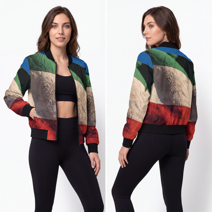 Women's Bomber Jacket - Vintage Persian Lion and Sun Flag......