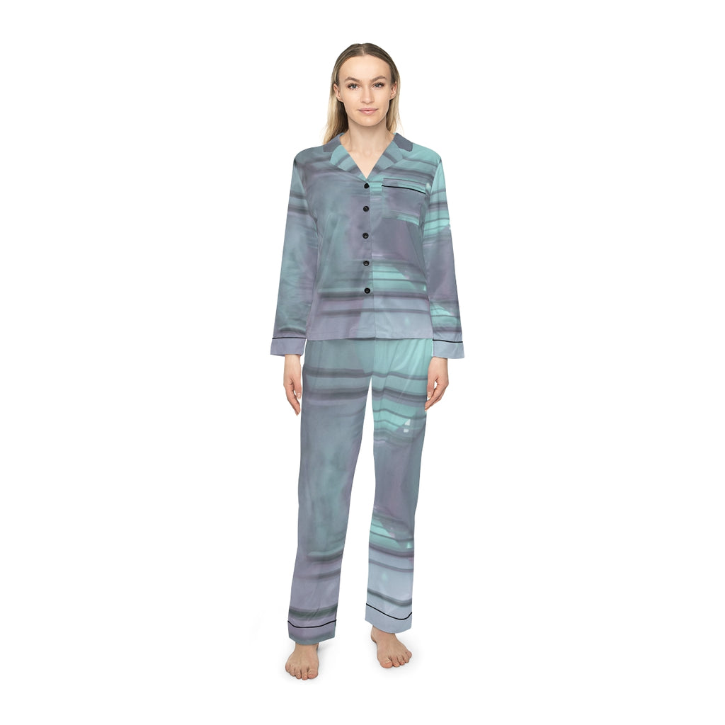 Women's Satin Pajamas - Liminal Corridor Fog Art Print |...