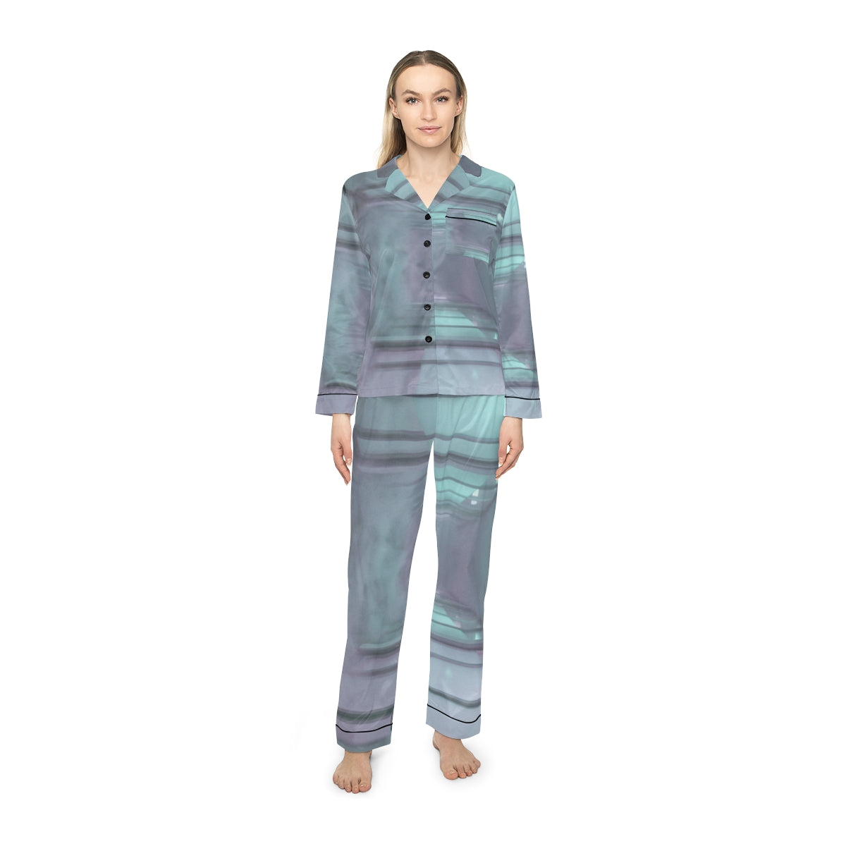 Women's Satin Pajamas - Liminal Corridor Fog Art Print |...