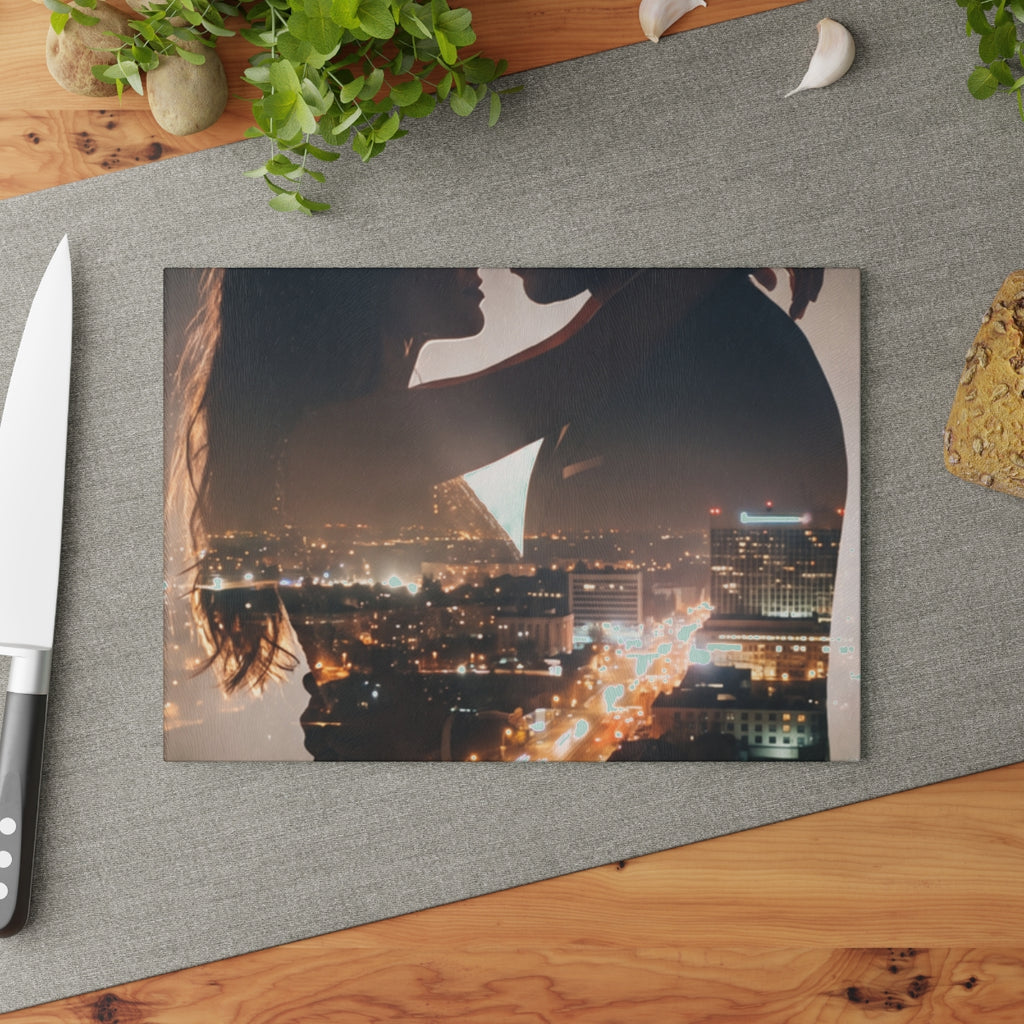 Glass Cutting Board - City Glow Kitchen | Echovira Gallery