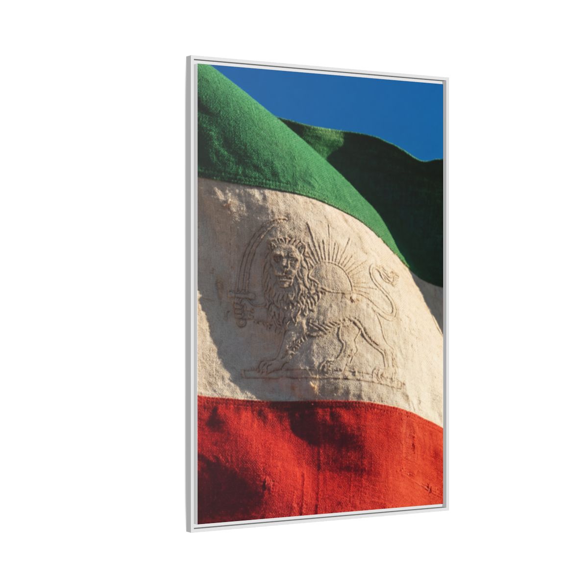 Framed Canvas Art - Distressed Flag — White / 1.25"