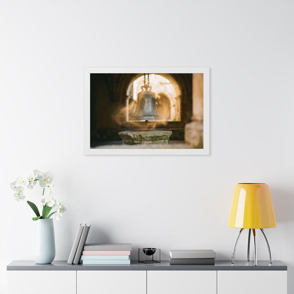 Framed Horizontal Poster - Cloister Bell — White (14×11... |...