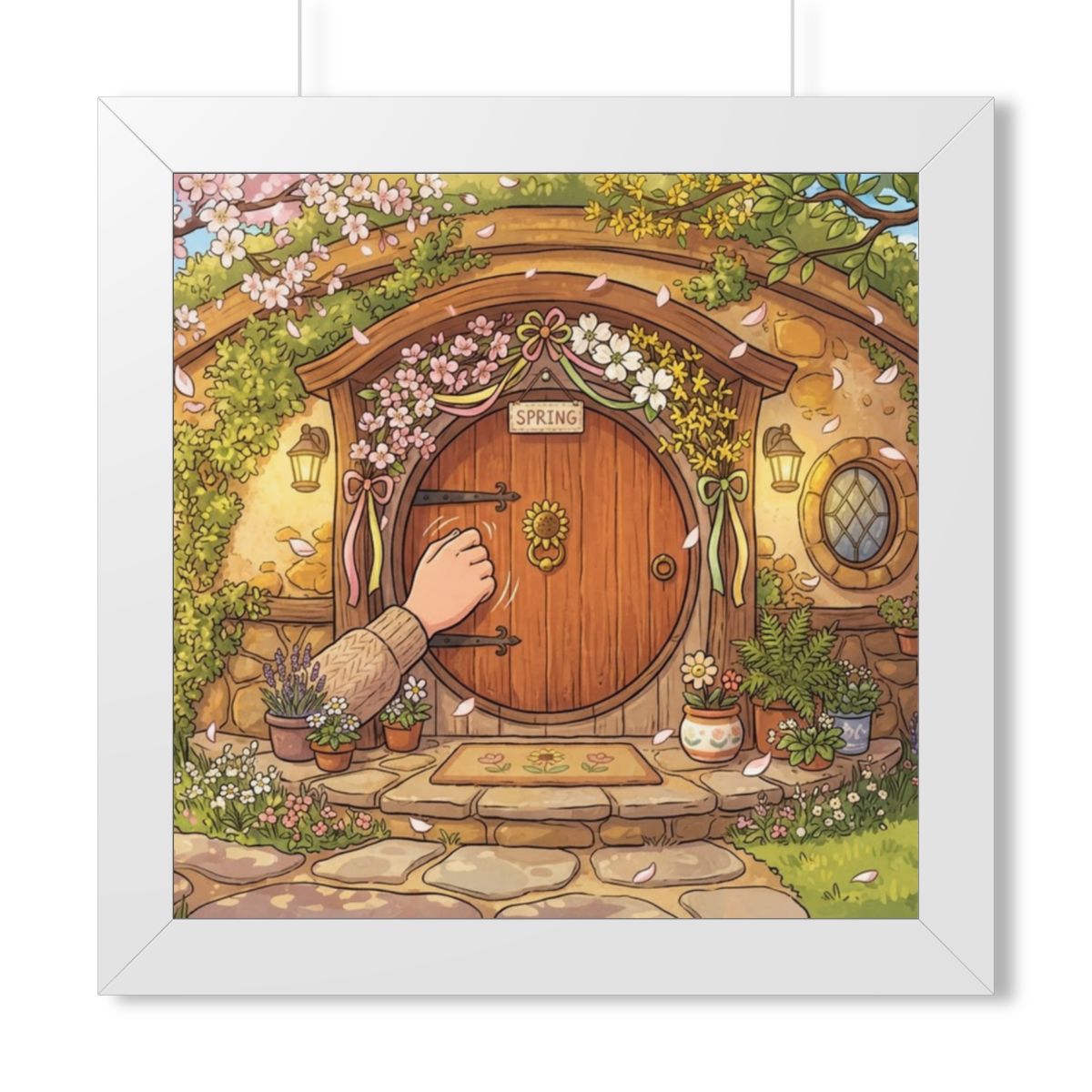Framed Horizontal Poster - Spring Garden Entry — White... |...