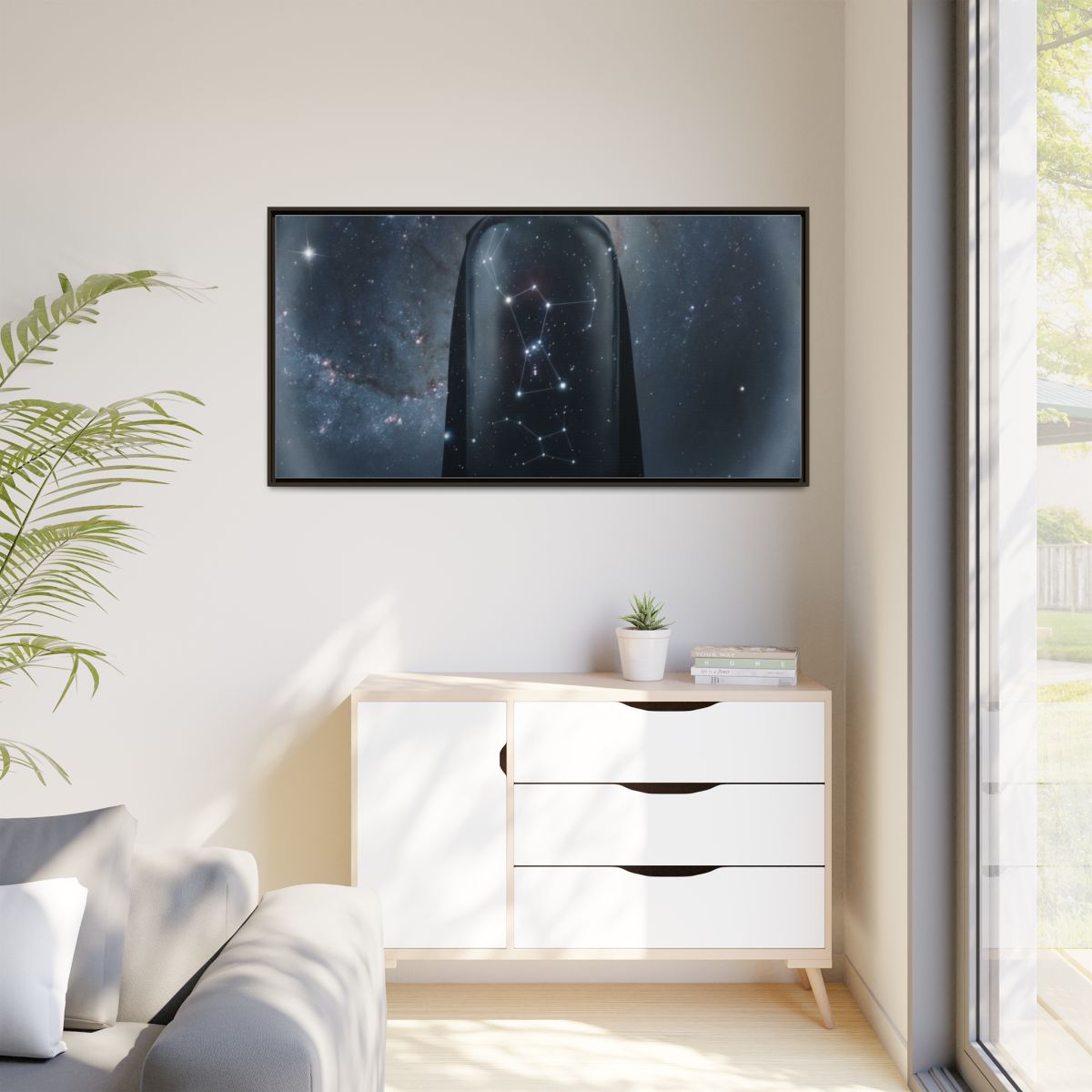 Matte Canvas, Framed - Cosmic Sentinel Orion Constellation...