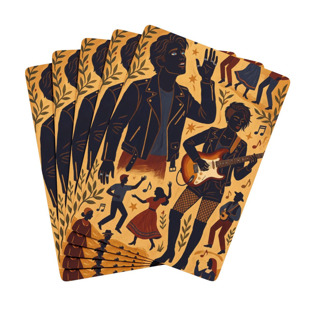 Poker Playing Cards - Midnight Harmonies Retro Folk Art... |...