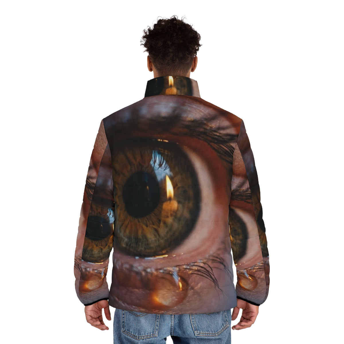 Men's Puffer Jacket - Amber Iris Reflection Fine Art Print |...