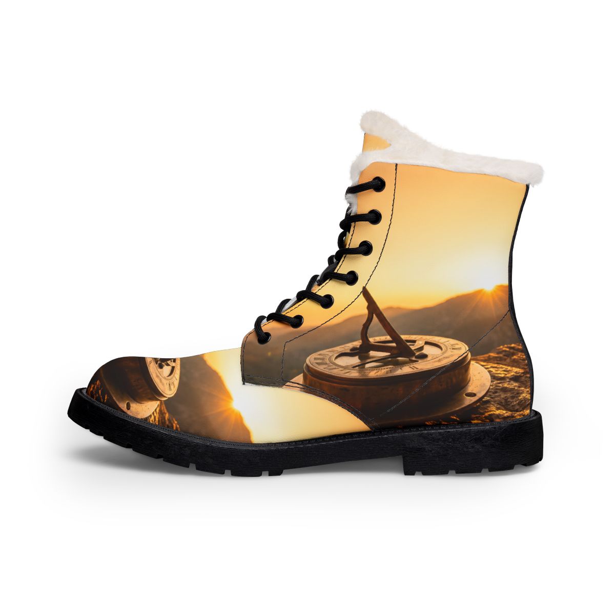 Women's Fur Leather Boots - Golden Sundial Vista | Echovira...