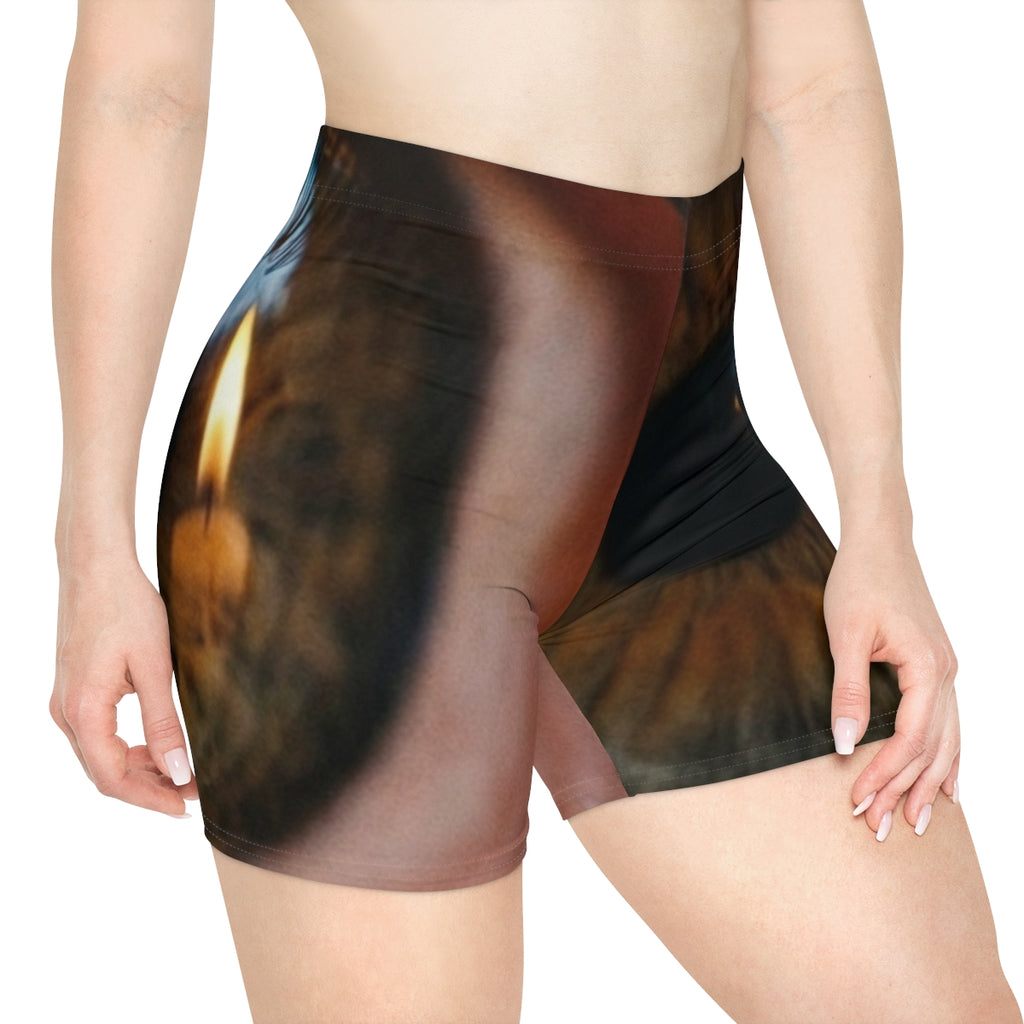 Women's Biker Shorts - Amber Iris Reflection Fine Art Print...