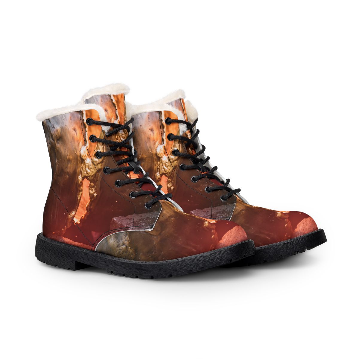 Bottes femme en cuir et fourrure Cœur de bronze