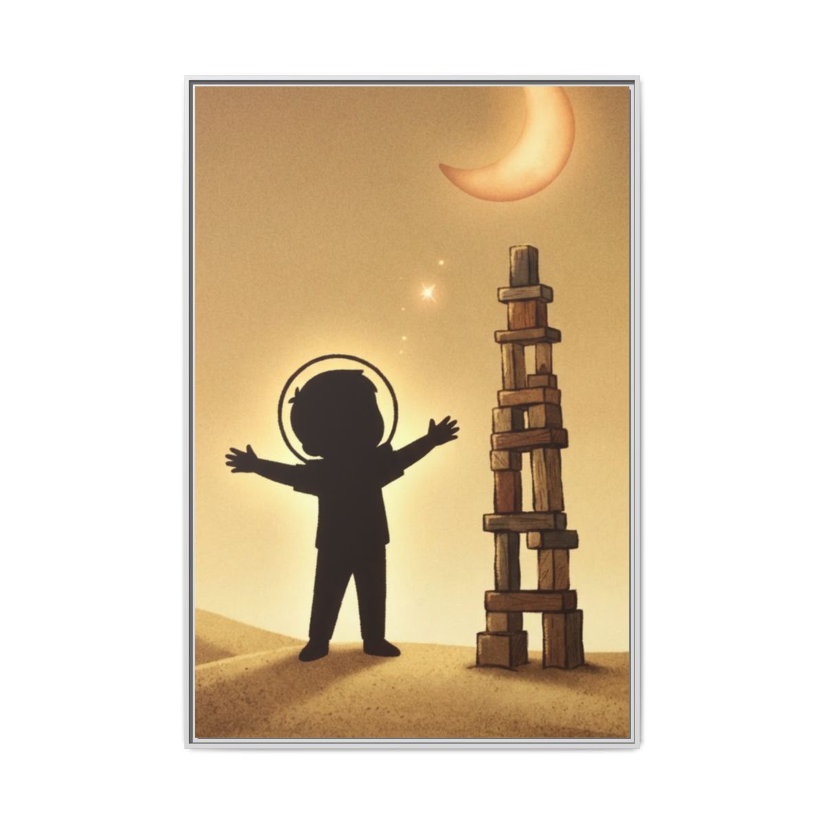 Matte Canvas, Framed - Dreaming Under Crescent Moon... |...