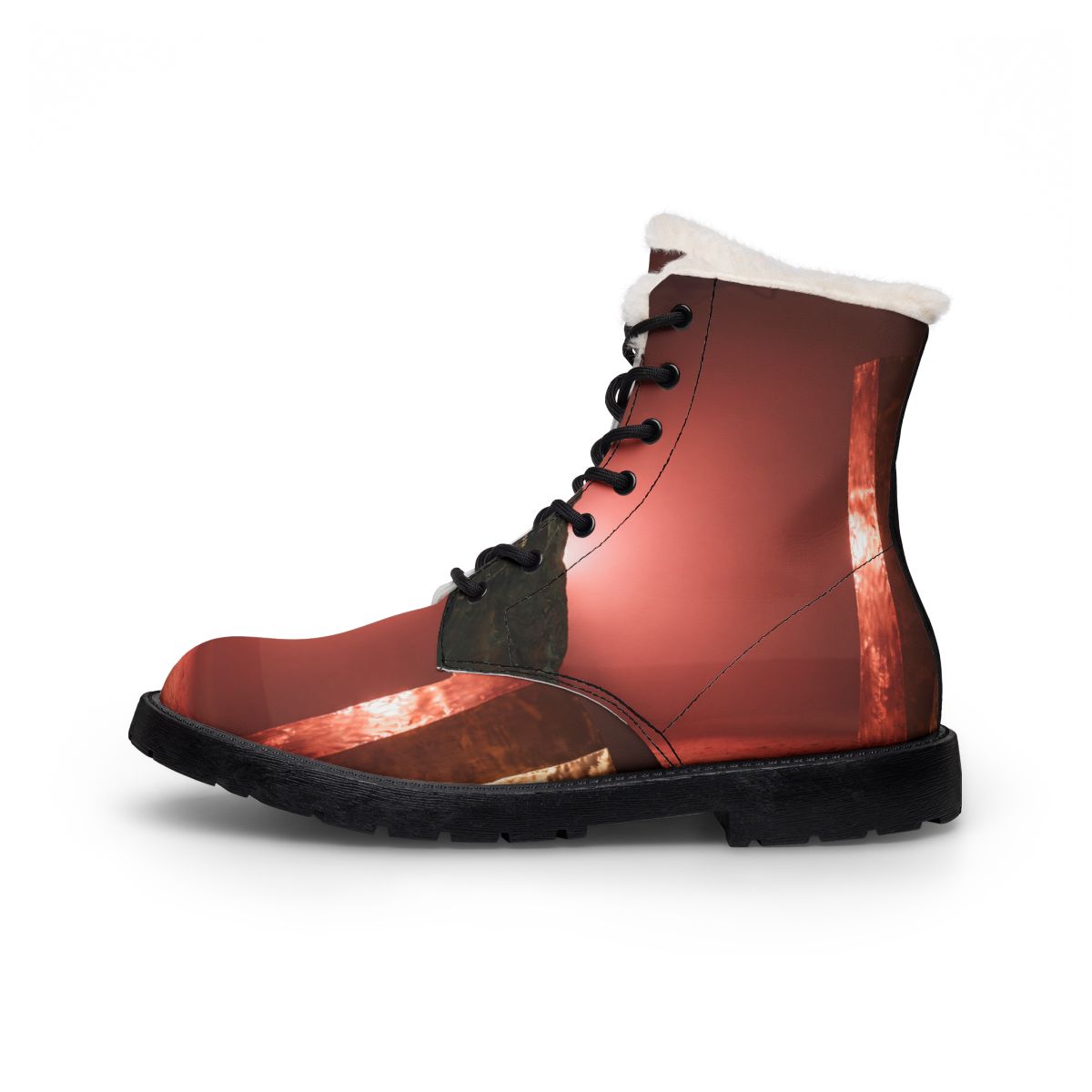 Women's Fur Leather Boots Brutalist Art