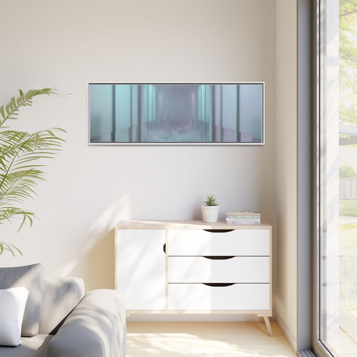 Matte Canvas, Framed - Liminal Corridor Fog Art Print —... |...