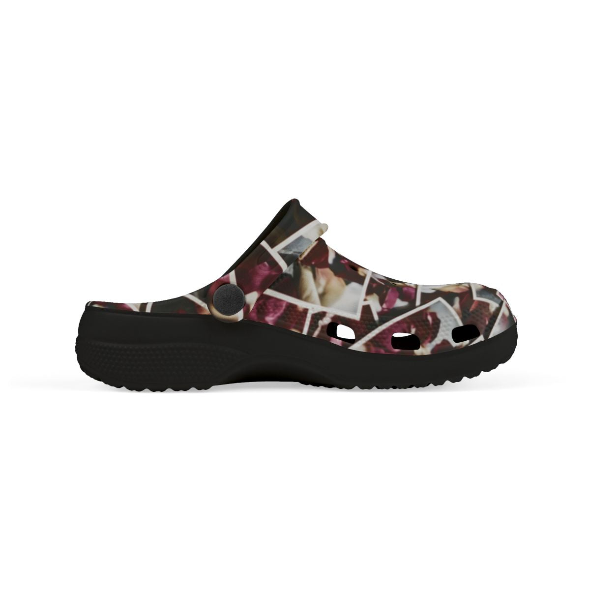 Kids' Foam Clogs with Burgundy Rose Petals