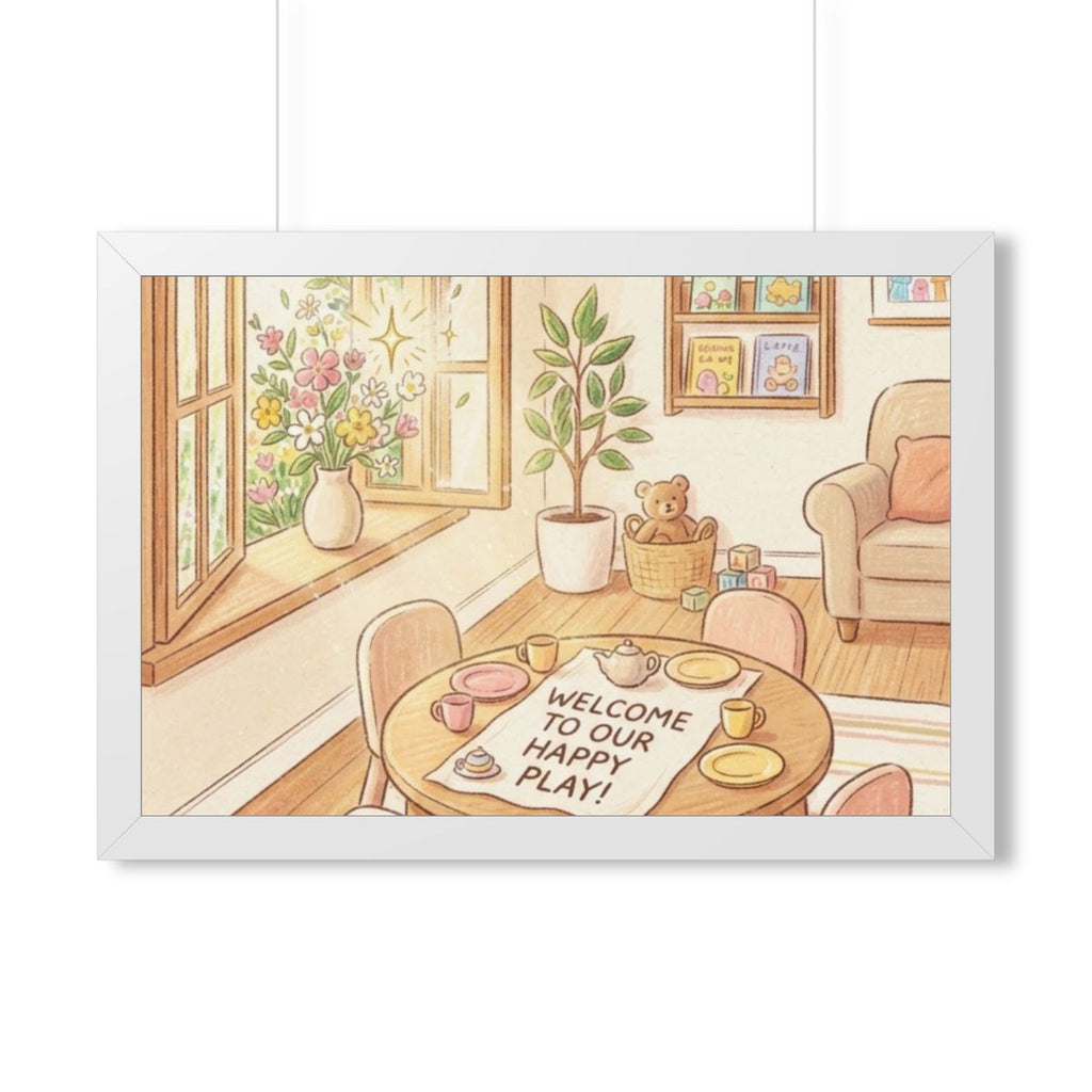 Framed Horizontal Poster - Sunlit Tea Party — White (14×11...