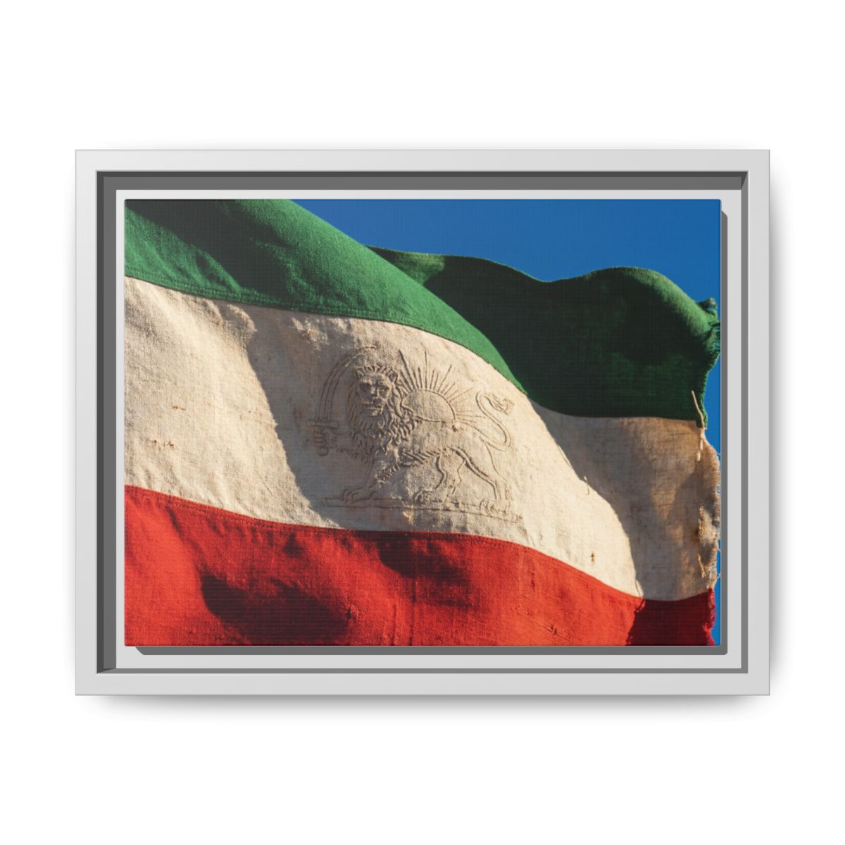 Framed Canvas Art - Distressed Flag — White / 1.25"