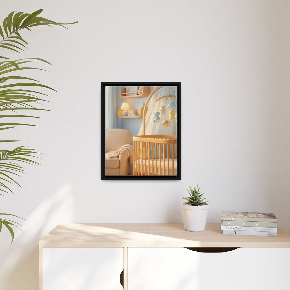 Matte Canvas, Framed - Dreamy Serene Nursery Art — Black /...