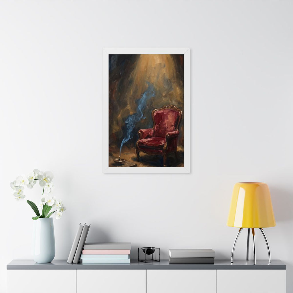 Framed Vertical Poster - Solitude Velvet Armchair Oil... |...