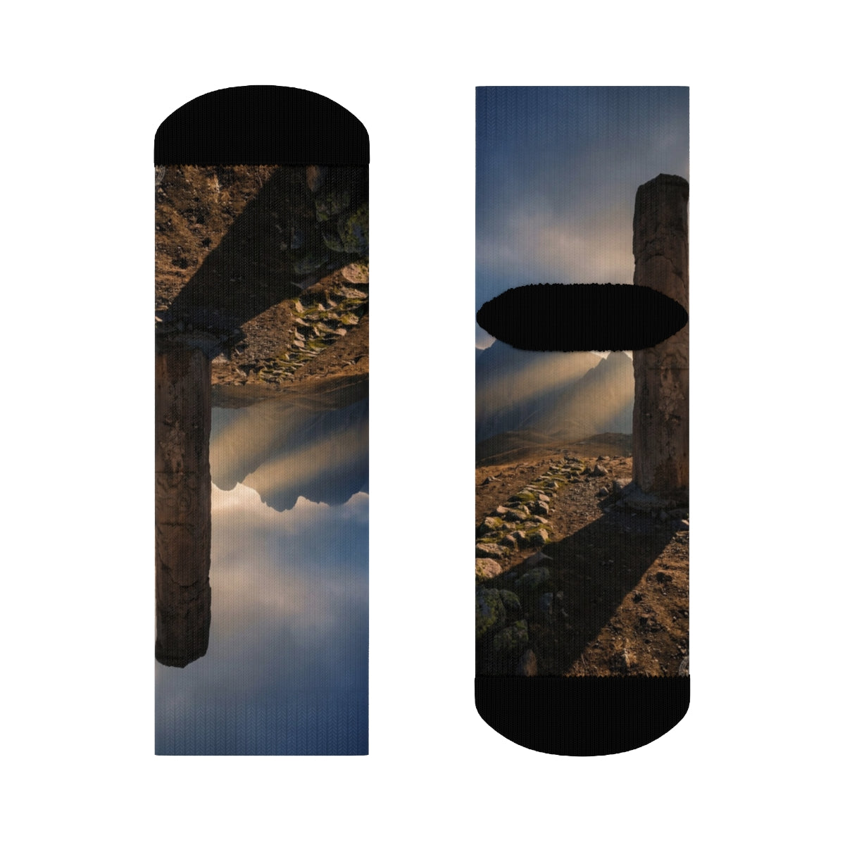 Crew Socks - Ancient Monolith Landscape Wall Art | Echovira...