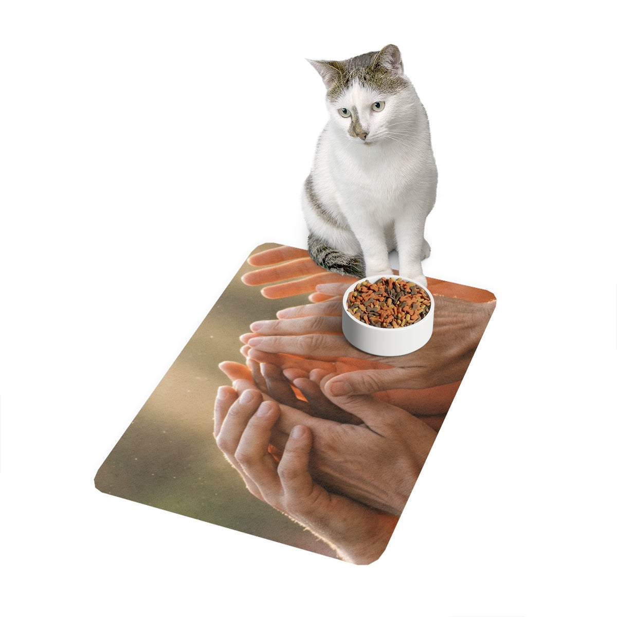 Pet Food Mat - Golden Rays of Unity Wall Art | Echovira...