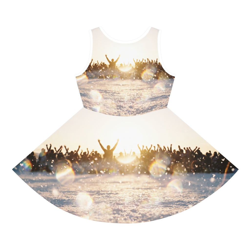Girls' Sundress with Golden Hour Crowd Art