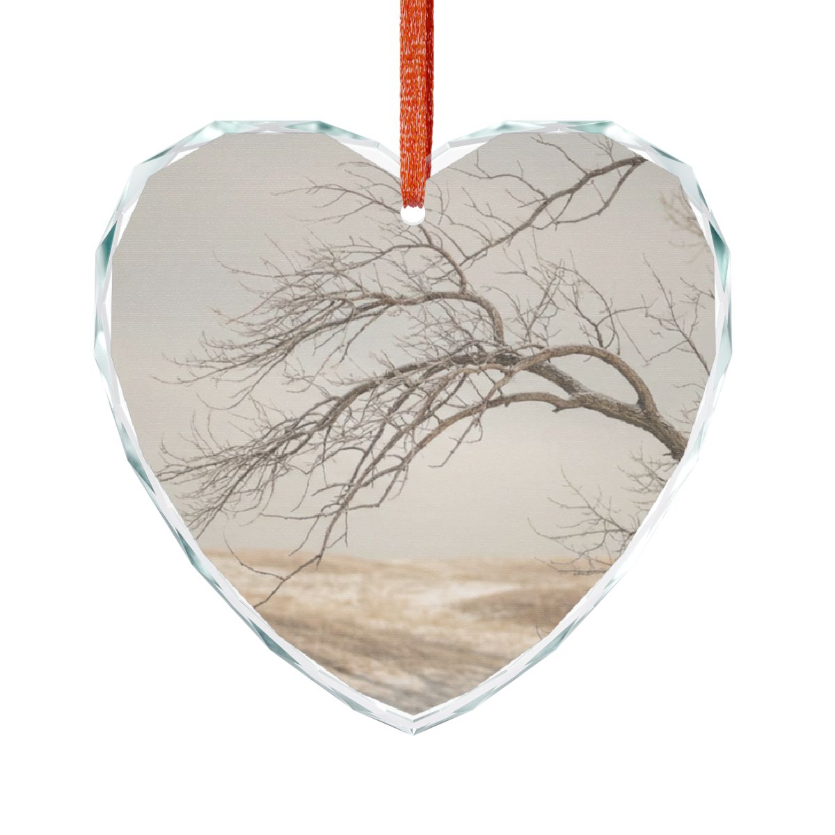 Crystal Glass Ornament - Whispering Branches Winter Field......