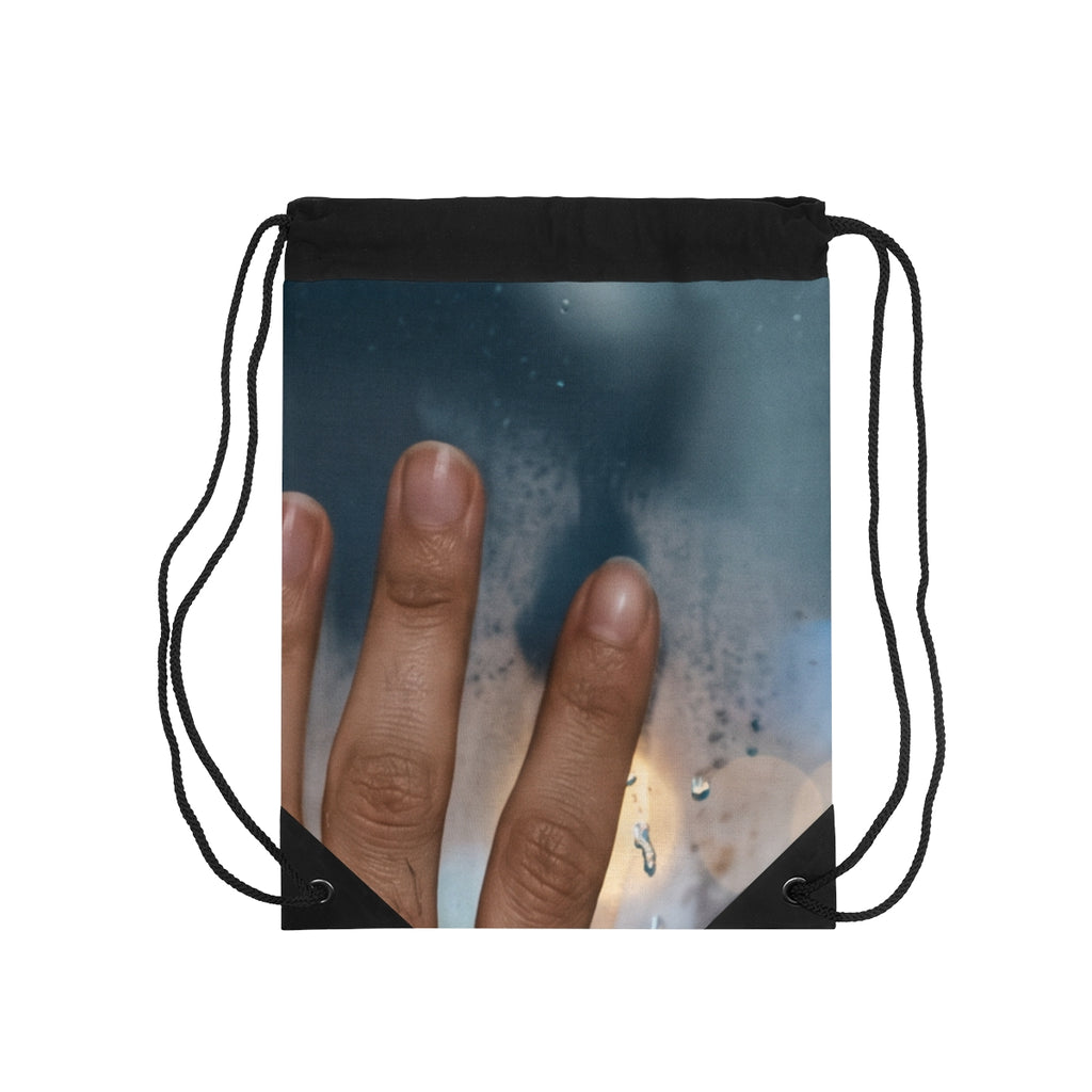 Rainy City Window Art Drawstring Bag