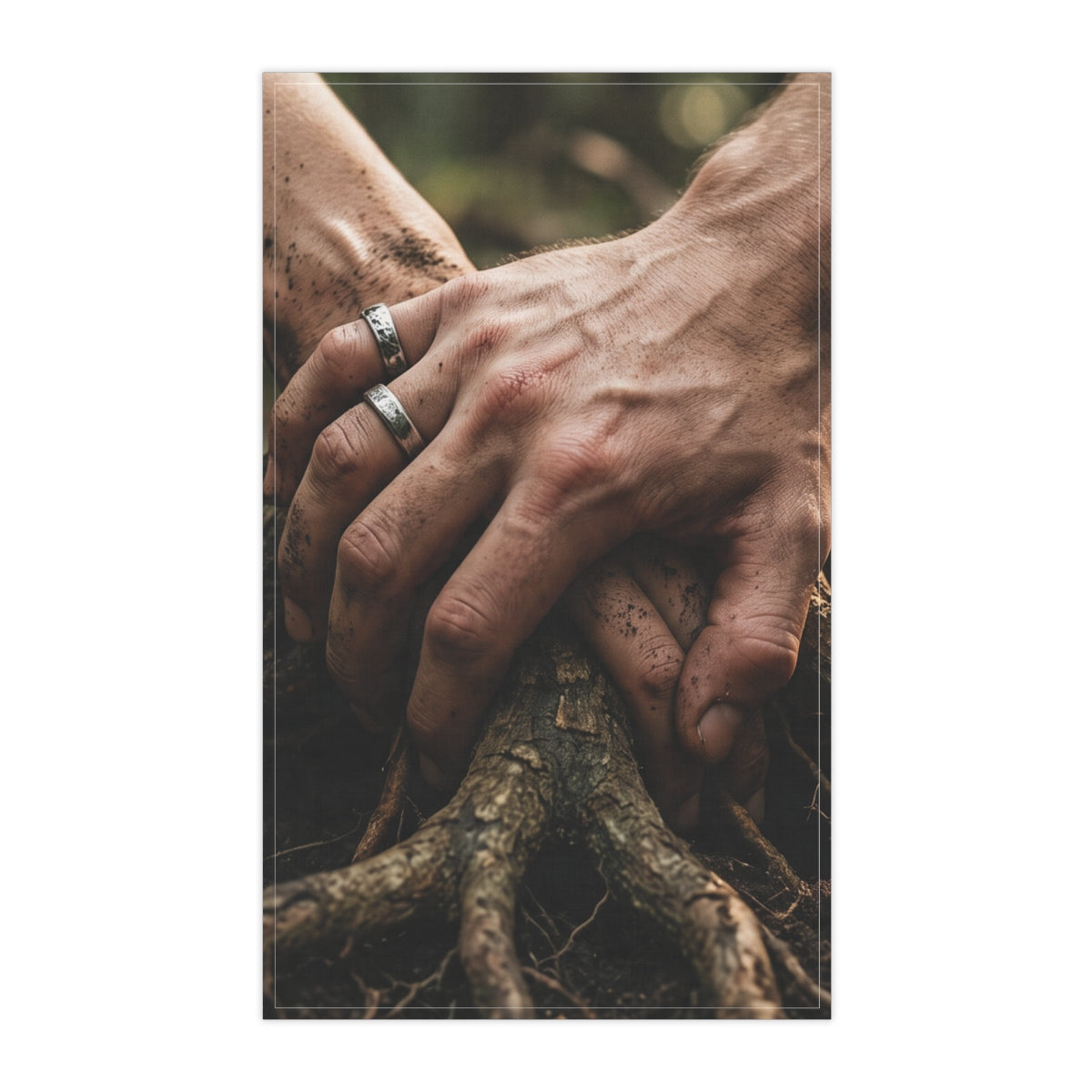 Tea Towels with Forest Roots and Hands Art