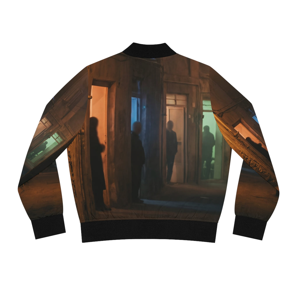 Women's Bomber Jacket - Shadowed Alleyway Mystery Art Print...