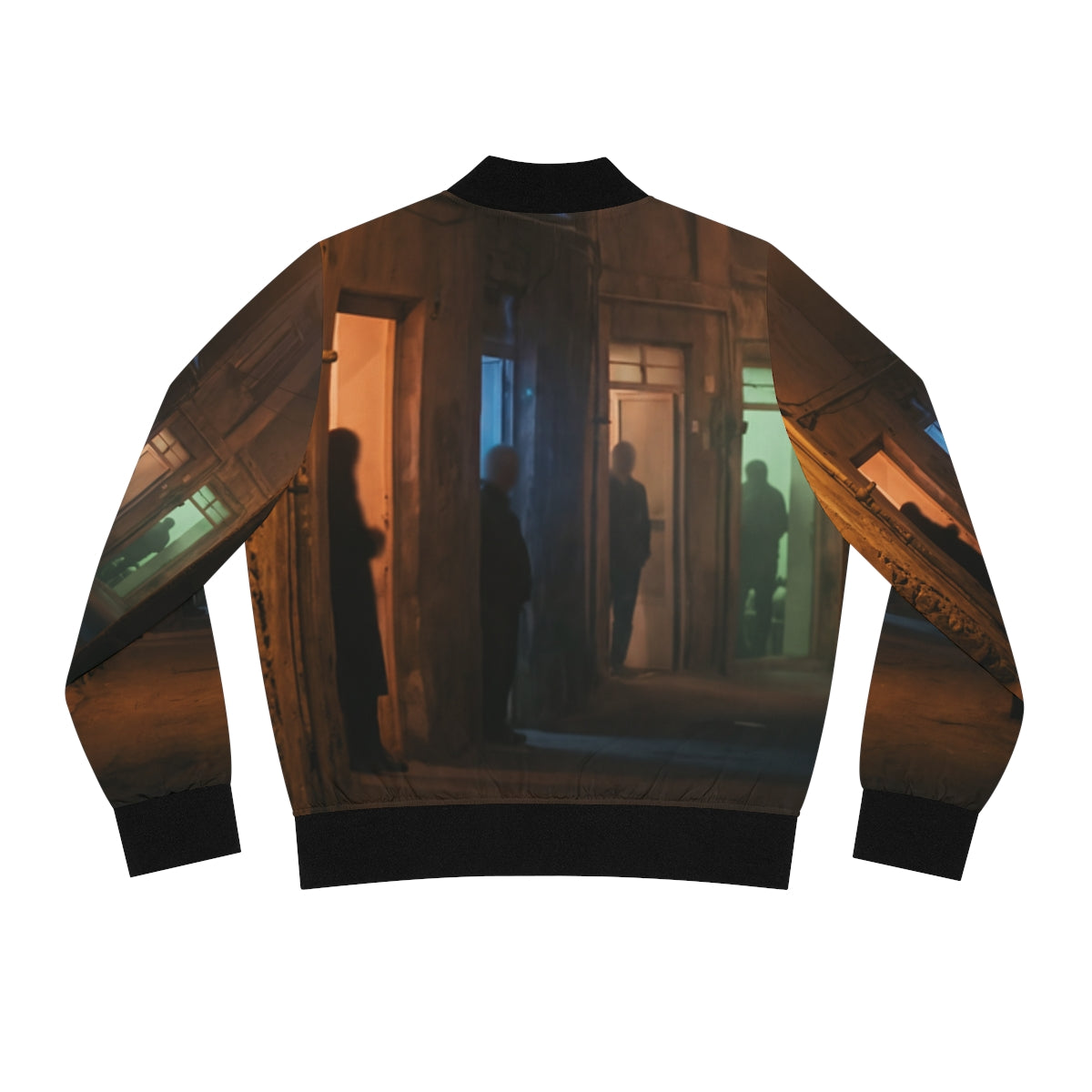 Women's Bomber Jacket - Shadowed Alleyway Mystery Art Print...