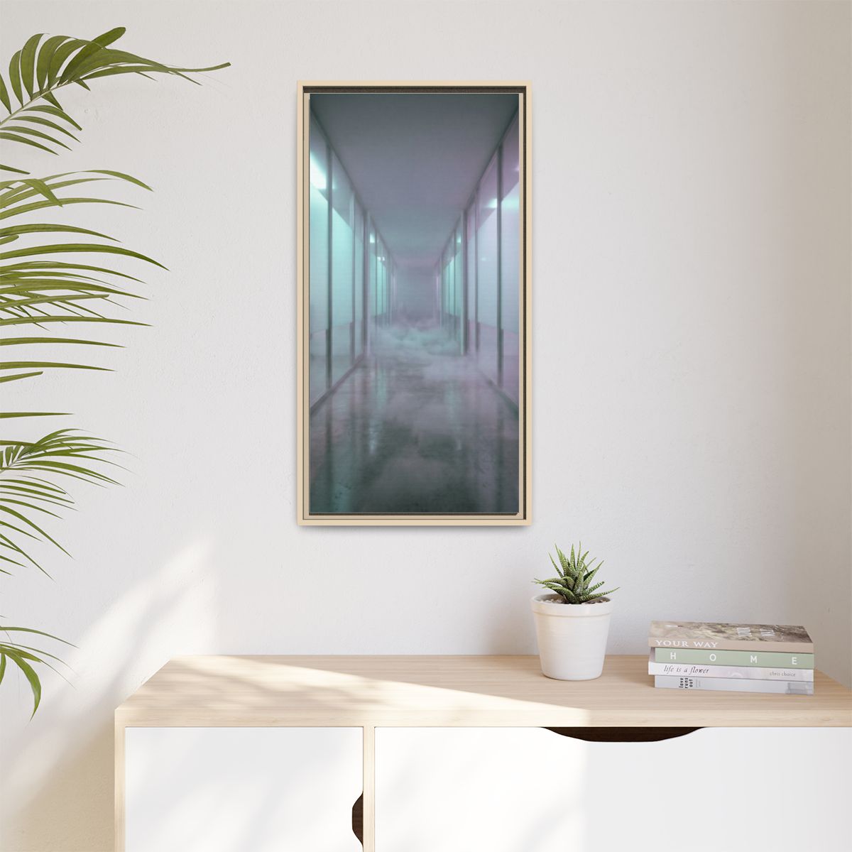 Matte Canvas, Framed - Liminal Corridor Fog Art Print —... |...