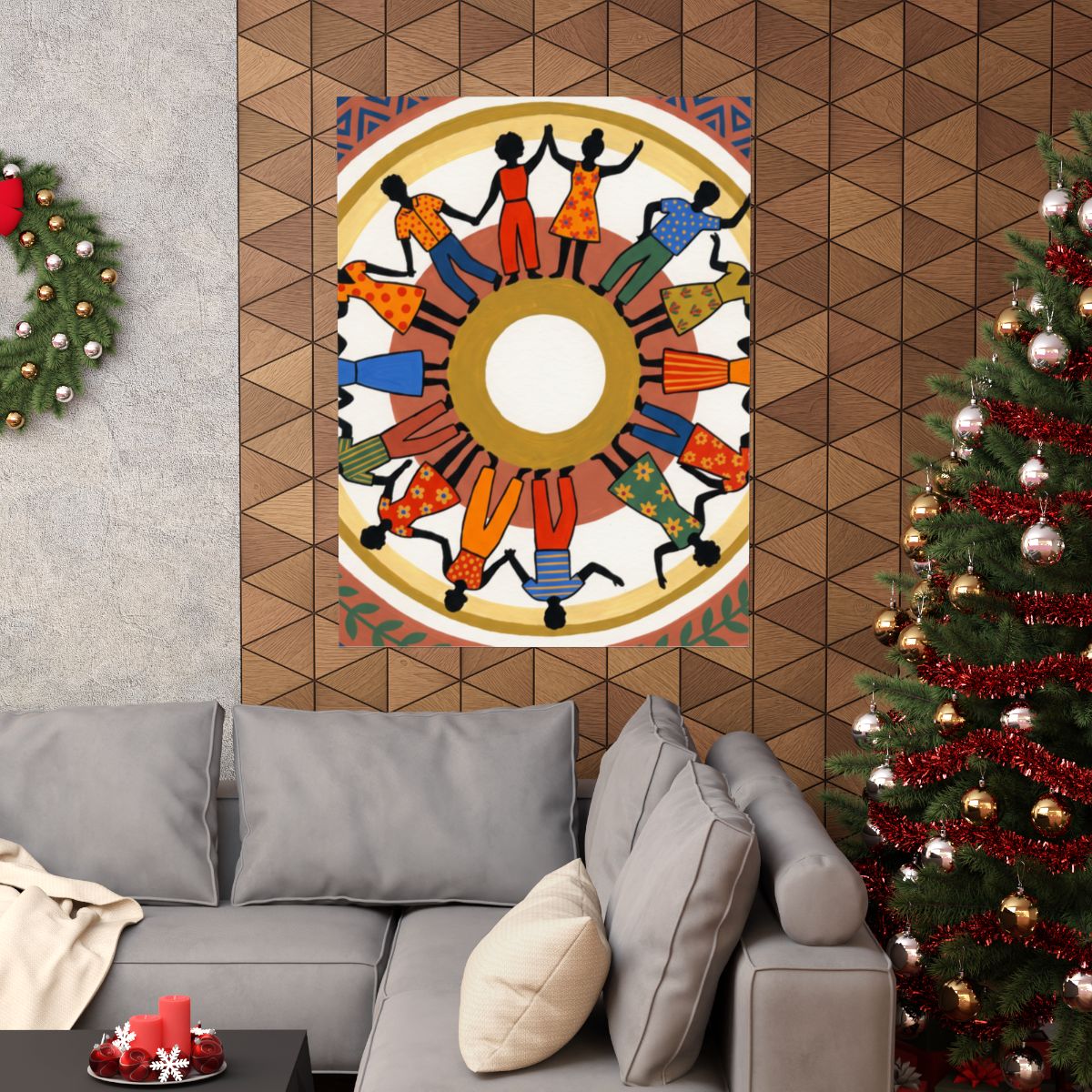 Matte Vertical Poster - Unity Mandala Folk Art (8×10 & 36×54)